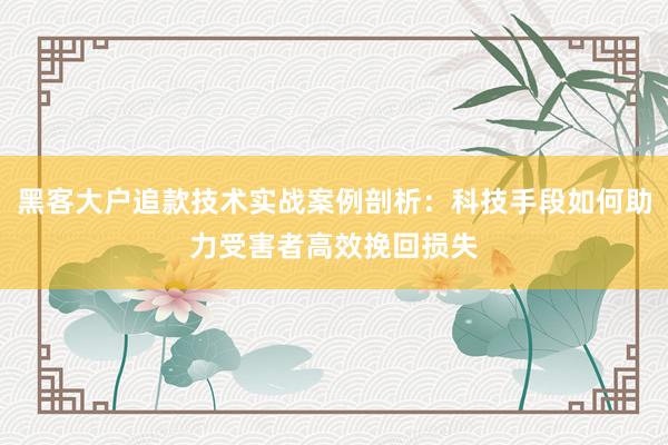 黑客大户追款技术实战案例剖析：科技手段如何助力受害者高效挽回损失