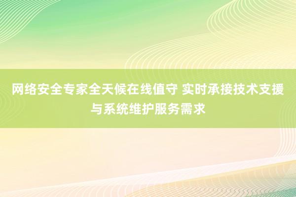 网络安全专家全天候在线值守 实时承接技术支援与系统维护服务需求