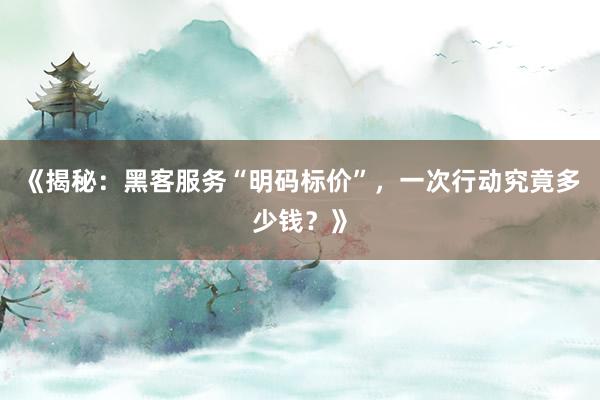 《揭秘：黑客服务“明码标价”，一次行动究竟多少钱？》